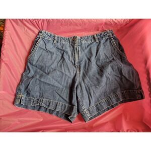 New York & Company womens 10  cotton denim blue jeans shorts
